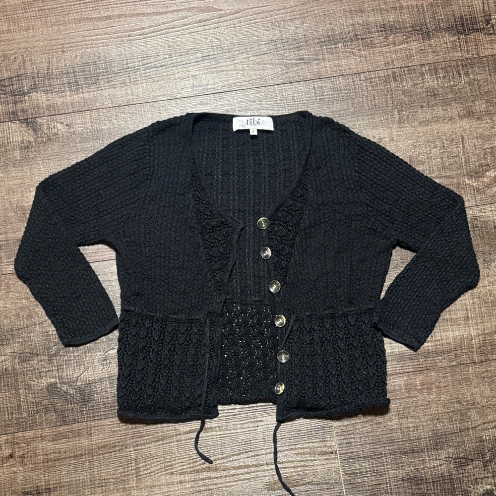 Tibi Black Knit Cardigan Sweater